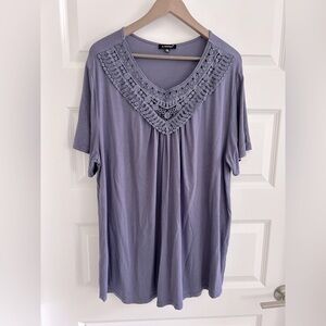 Crochet Trim Top Purple Size 3X